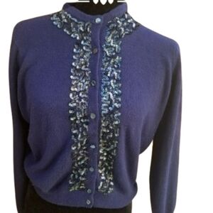 Vintage sequined orlon‎ cardigan M..L
